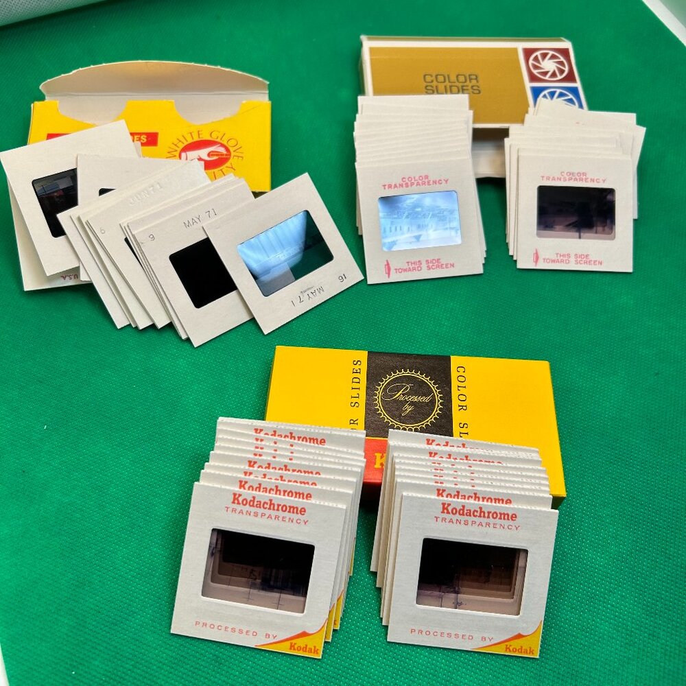 Train Slides. 15 boxes containing approx 18 slides each. (1002)